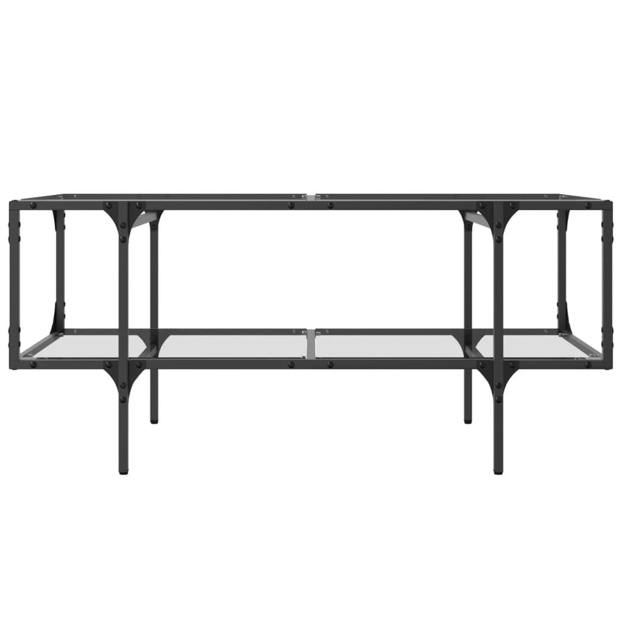 Salontafel met transparant glazen blad 98,5x50x45 cm staal