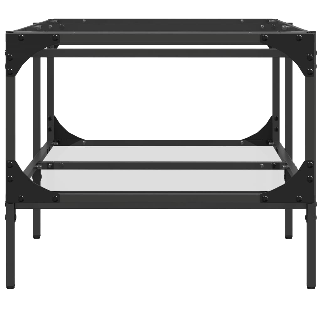 Salontafel met transparant glazen blad 98,5x50x45 cm staal