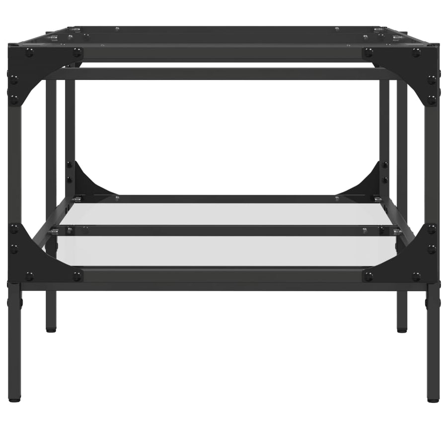 Salontafel met transparant glazen blad 98,5x50x45 cm staal