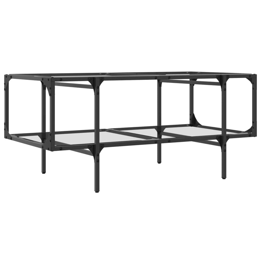 Salontafel met transparant glazen blad 98,5x50x45 cm staal