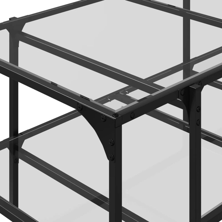 Salontafel met transparant glazen blad 98,5x50x45 cm staal