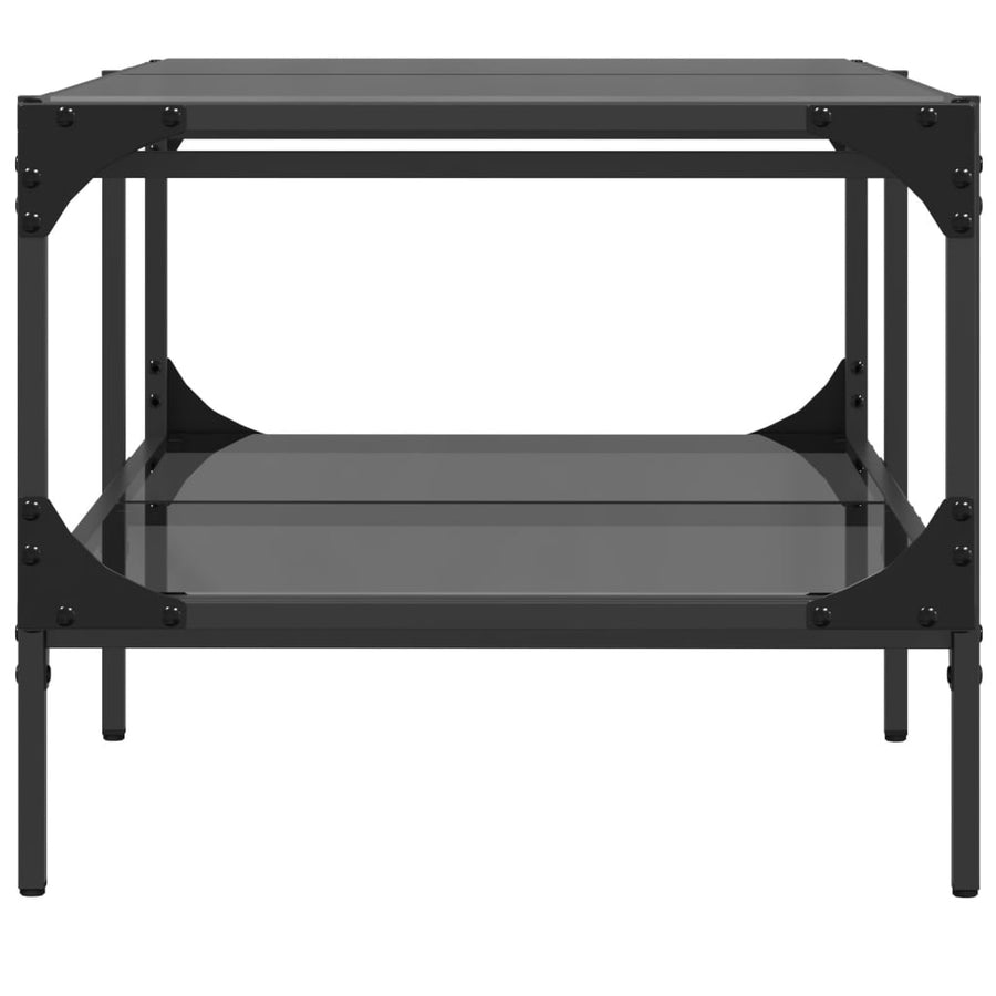 Salontafel met zwart glazen blad 98,5x50x45 cm staal