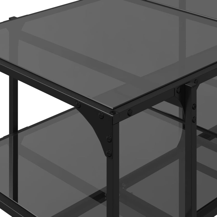 Salontafel met zwart glazen blad 98,5x50x45 cm staal
