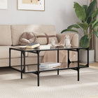 Coffee table with black glass top 98.5x50x45 cm steel
