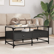 Salontafel 98,5x50x45 cm zwart glas staal