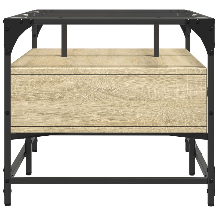 Salontafel met glazen blad 98,5x50x45 cm sonoma eiken staal