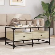 Salontafel 98,5x50x45 cm sonoma eiken glas staal