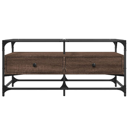 Salontafel met glazen blad 98,5x50x45 cm sonoma eiken staal