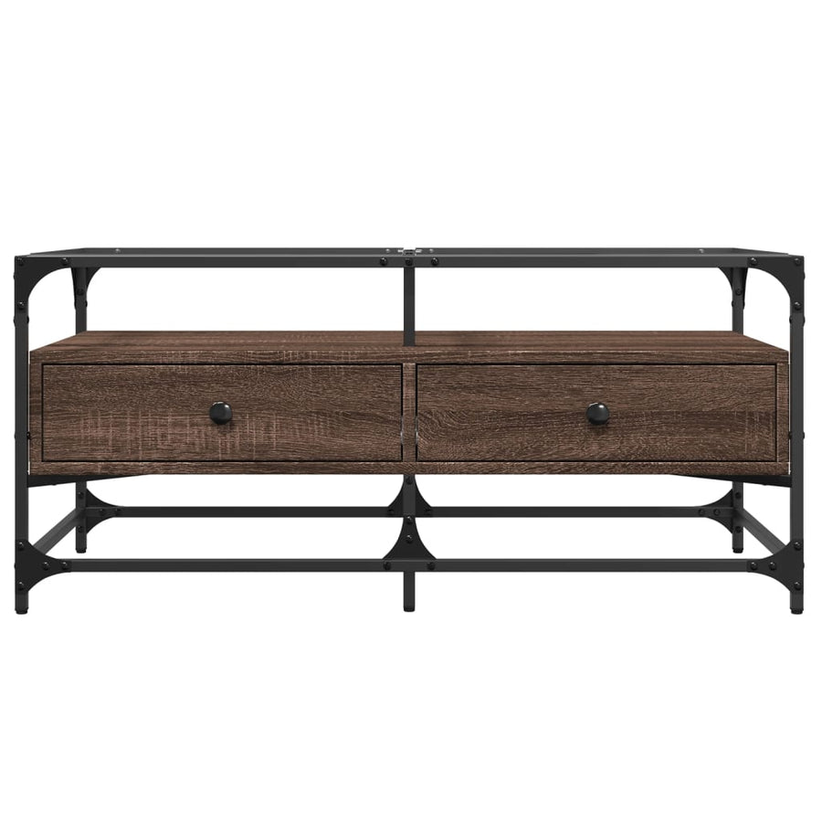 Salontafel met glazen blad 98,5x50x45 cm sonoma eiken staal