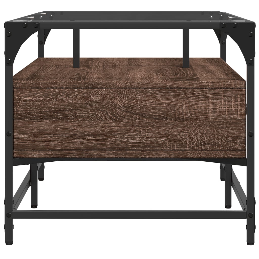 Salontafel met glazen blad 98,5x50x45 cm sonoma eiken staal