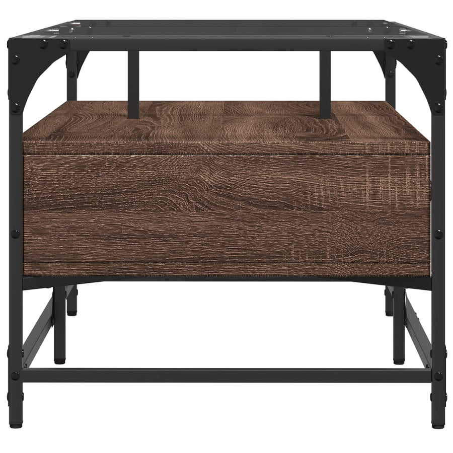 Salontafel met glazen blad 98,5x50x45 cm sonoma eiken staal