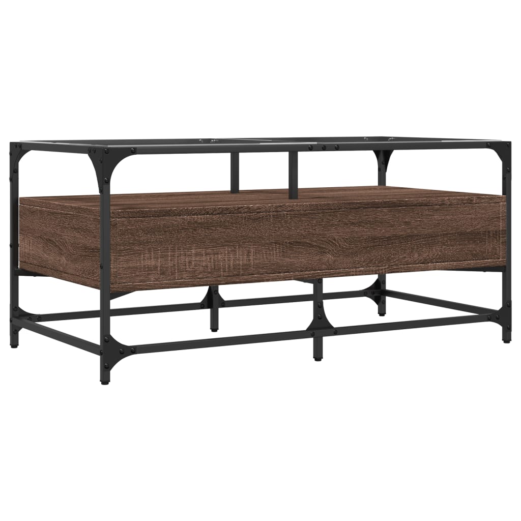 Salontafel met glazen blad 98,5x50x45 cm sonoma eiken staal