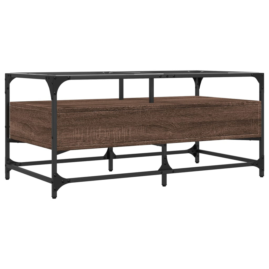 Salontafel met glazen blad 98,5x50x45 cm sonoma eiken staal