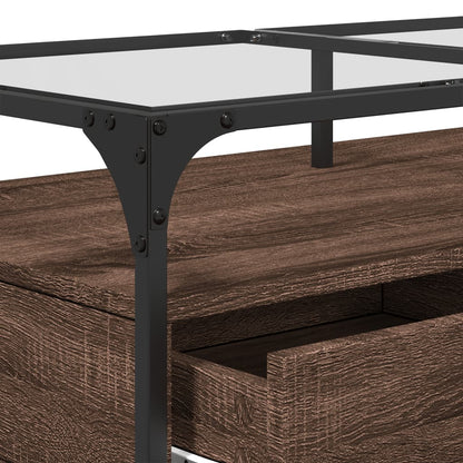 Salontafel met glazen blad 98,5x50x45 cm sonoma eiken staal