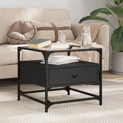 Salontafel 50x50x45 cm zwart glas staal