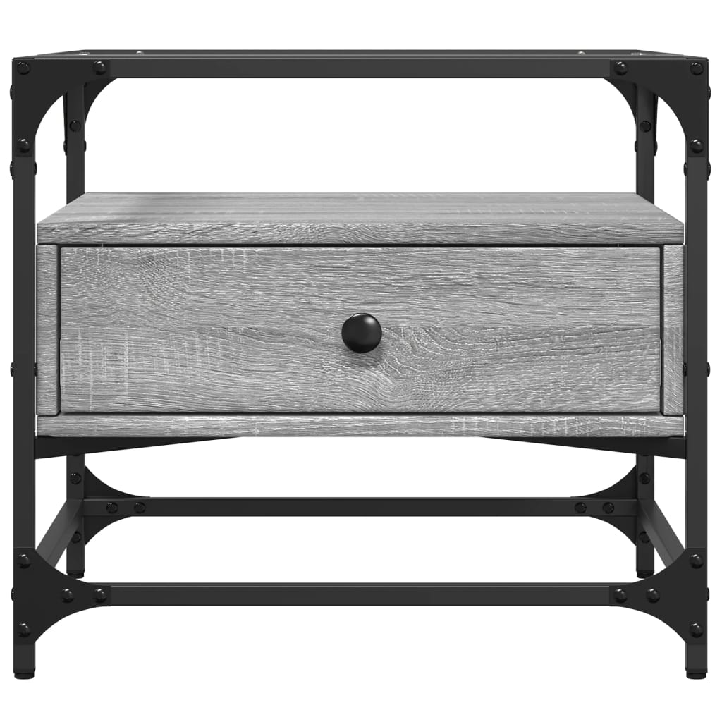 Salontafel met glazen blad 50x50x45 cm staal