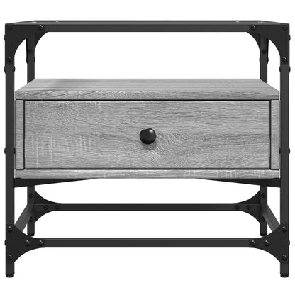 Salontafel met glazen blad 50x50x45 cm staal