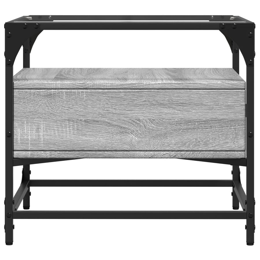 Salontafel met glazen blad 50x50x45 cm staal