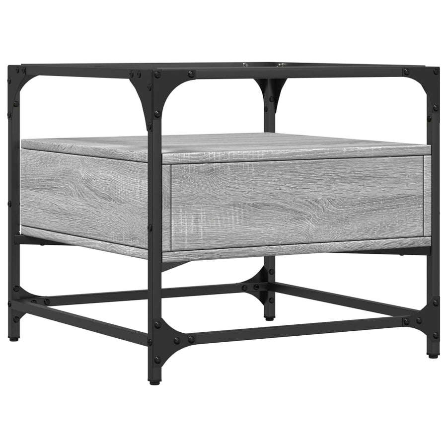 Salontafel met glazen blad 50x50x45 cm staal