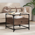 Coffee table with glass top 50x50x45 cm brown oak steel