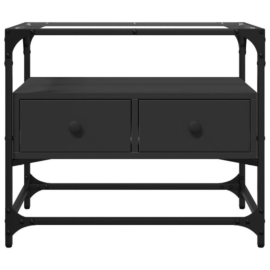 Tv-meubel met glazen blad 60x35x51 cm bewerkt hout zwart