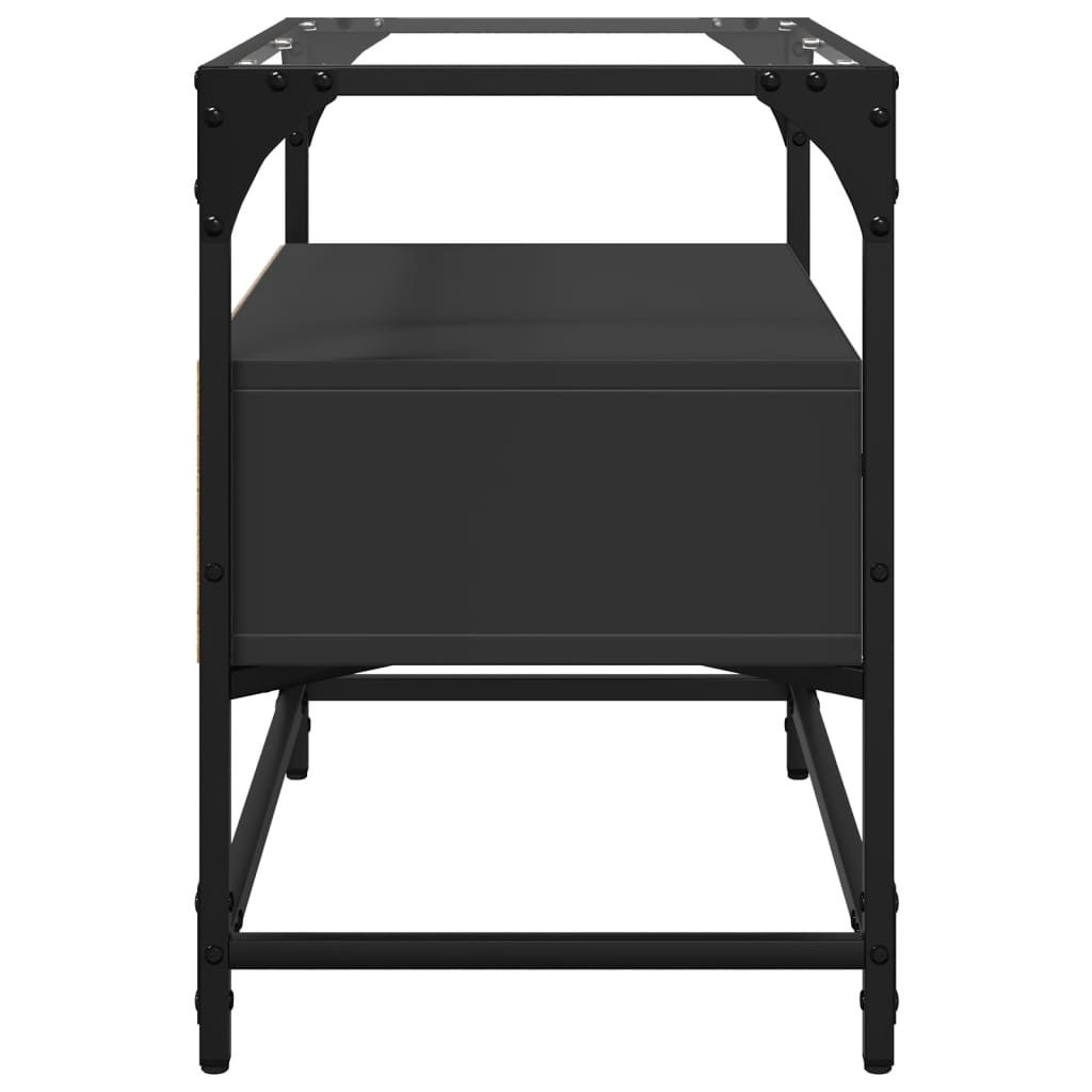 Tv-meubel met glazen blad 60x35x51 cm bewerkt hout zwart