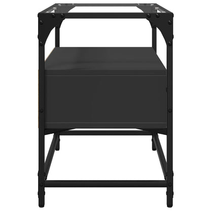 Tv-meubel met glazen blad 60x35x51 cm bewerkt hout zwart