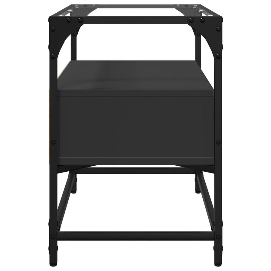 Tv-meubel met glazen blad 60x35x51 cm bewerkt hout zwart