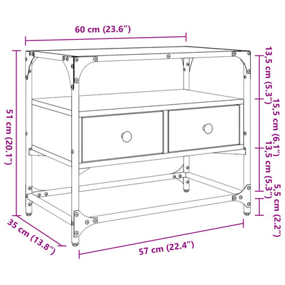Tv-meubel met glazen blad 60x35x51 cm bewerkt hout zwart