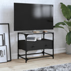 Tv-meubel 60x35x51 cm bewerkt hout zwart glazen blad