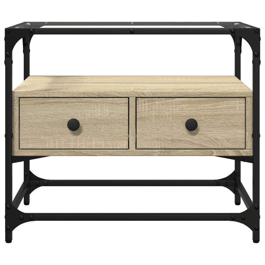 Tv-meubel met glazen blad 60x35x51 cm bewerkt hout sonoma eiken