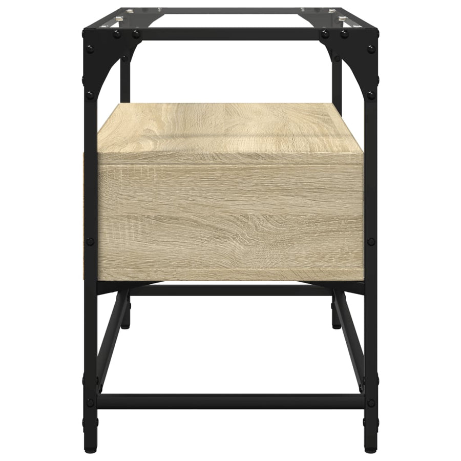 Tv-meubel met glazen blad 60x35x51 cm bewerkt hout sonoma eiken