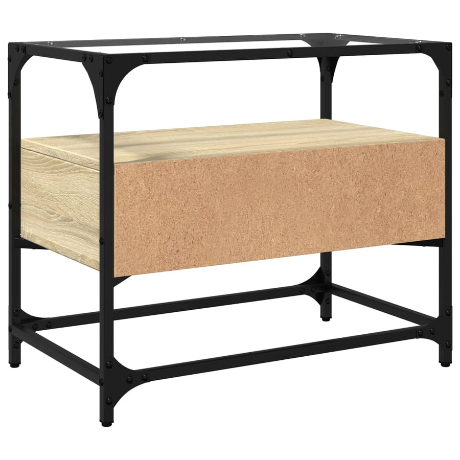 Tv-meubel met glazen blad 60x35x51 cm bewerkt hout sonoma eiken
