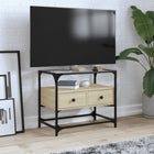 Tv-meubel 60x35x51 cm bewerkt hout sonoma eiken glazen blad