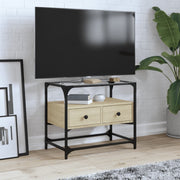 Tv-meubel 60x35x51 cm bewerkt hout sonoma eiken glazen blad