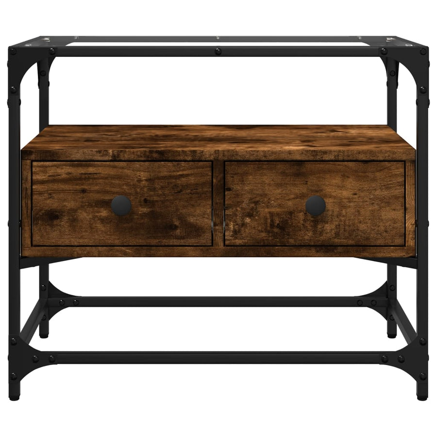Tv-meubel met glazen blad 60x35x51 cm hout gerookt eikenkleurig