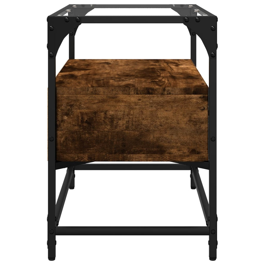 Tv-meubel met glazen blad 60x35x51 cm hout gerookt eikenkleurig