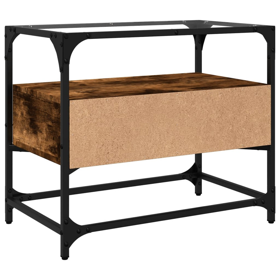 Tv-meubel met glazen blad 60x35x51 cm hout gerookt eikenkleurig