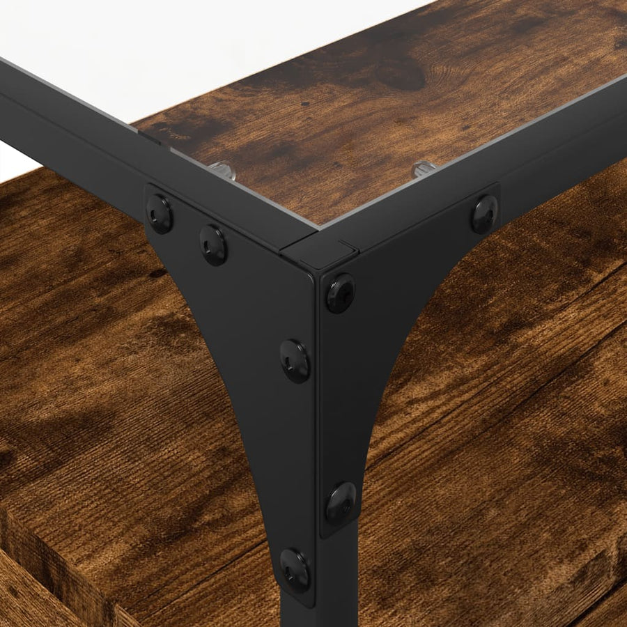 Tv-meubel met glazen blad 60x35x51 cm hout gerookt eikenkleurig
