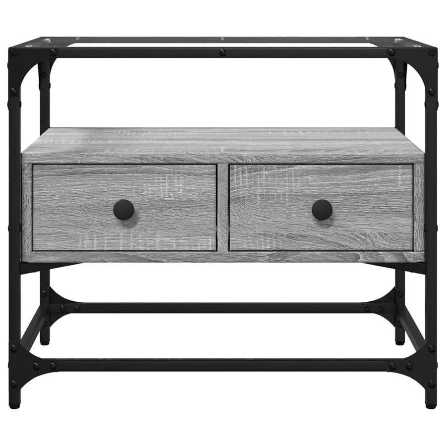 Tv-meubel met glazen blad 60x35x51 cm bewerkt hout grijs sonoma