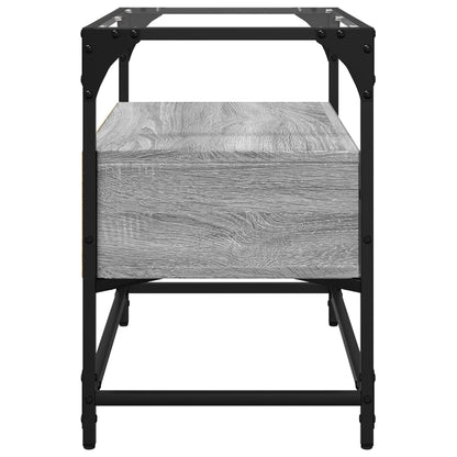 Tv-meubel met glazen blad 60x35x51 cm bewerkt hout grijs sonoma
