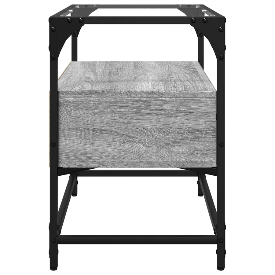 Tv-meubel met glazen blad 60x35x51 cm bewerkt hout grijs sonoma