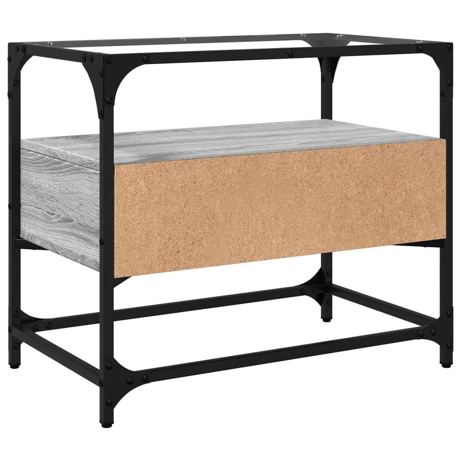 Tv-meubel met glazen blad 60x35x51 cm bewerkt hout grijs sonoma