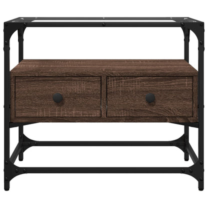 Tv-meubel met glazen blad 60x35x51 cm hout bruin eikenkleurig