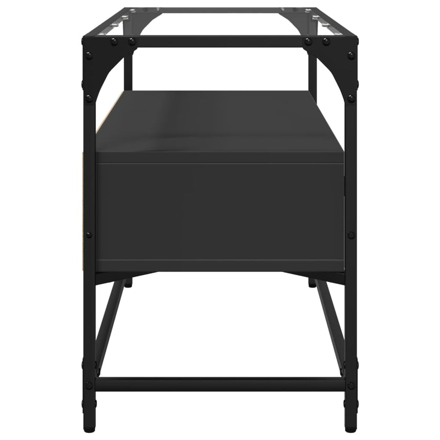 Tv-meubel met glazen blad 80x35x51 cm bewerkt hout zwart