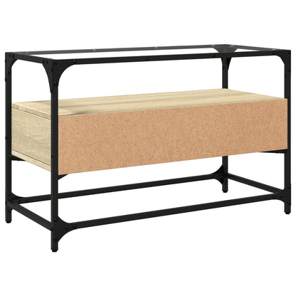 Tv-meubel met glazen blad 80x35x51 cm hout sonoma eikenkleurig