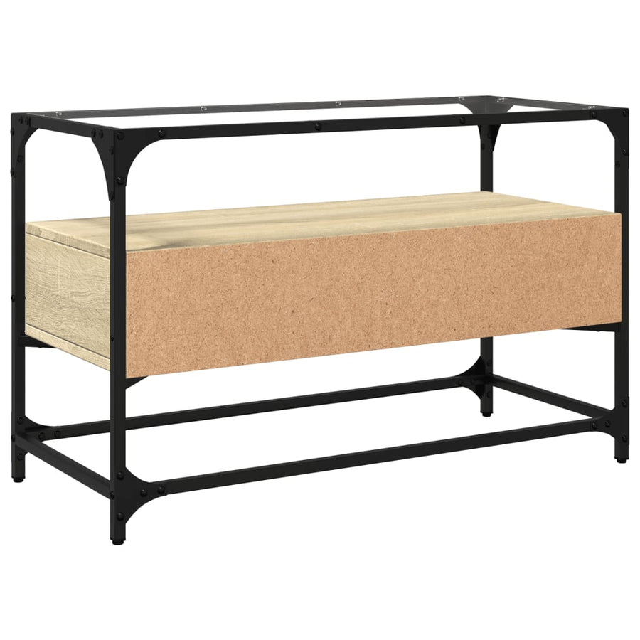 Tv-meubel met glazen blad 80x35x51 cm hout sonoma eikenkleurig