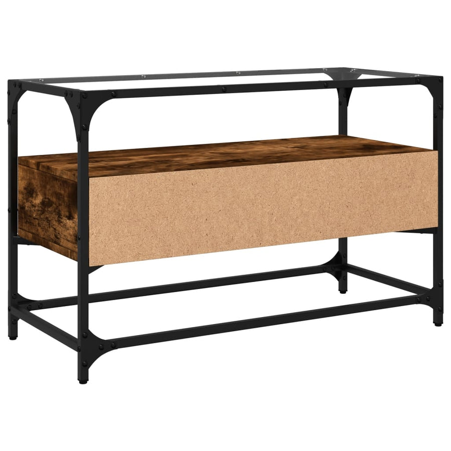Tv-meubel met glazen blad 80x35x51 cm hout gerookt eikenkleurig