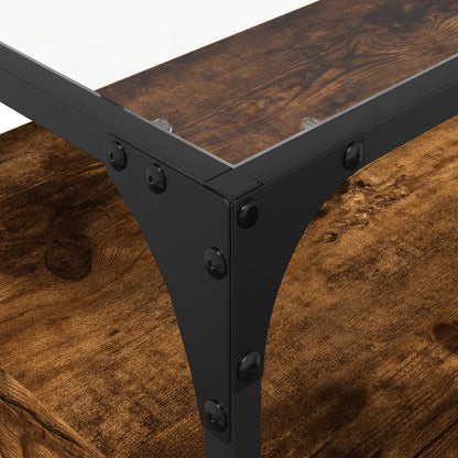 Tv-meubel met glazen blad 80x35x51 cm hout gerookt eikenkleurig