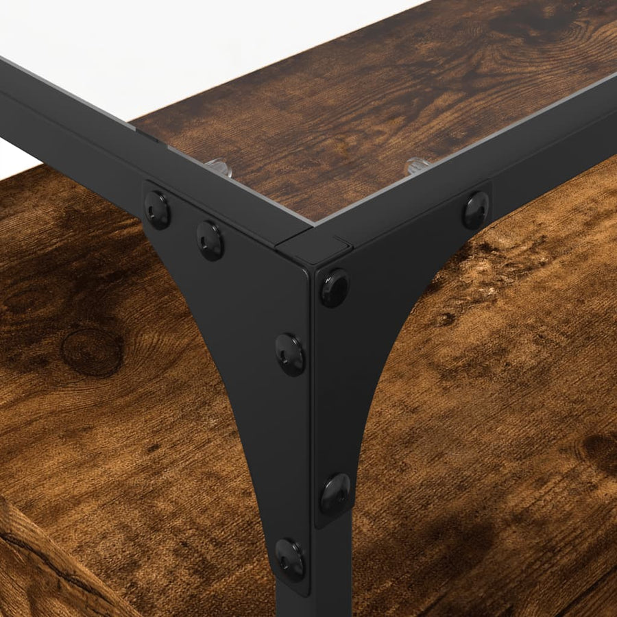 Tv-meubel met glazen blad 80x35x51 cm hout gerookt eikenkleurig